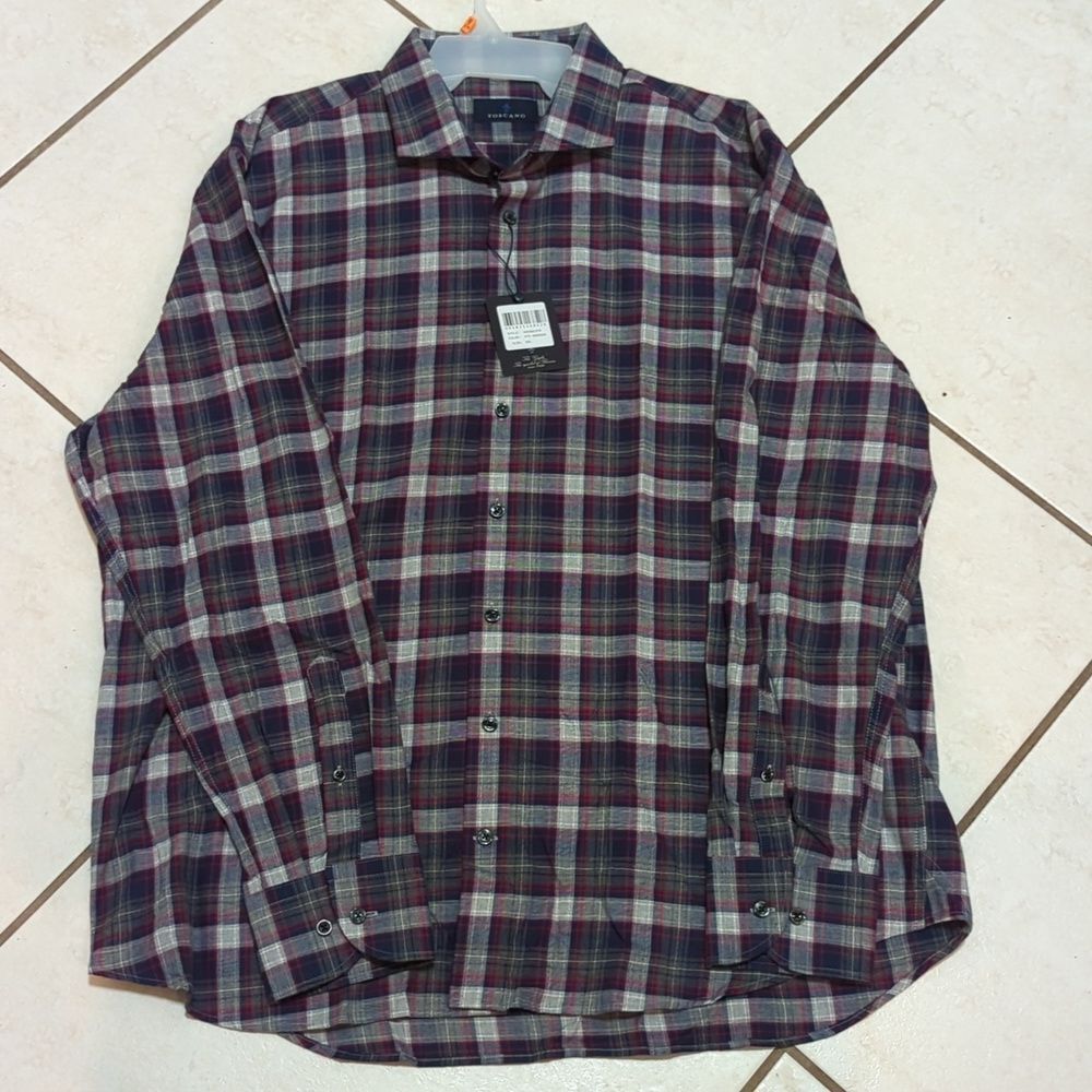 Erbario Toscano Men's Long Sleeve Button Down Harbour Plaid Shirt Size XXL - New